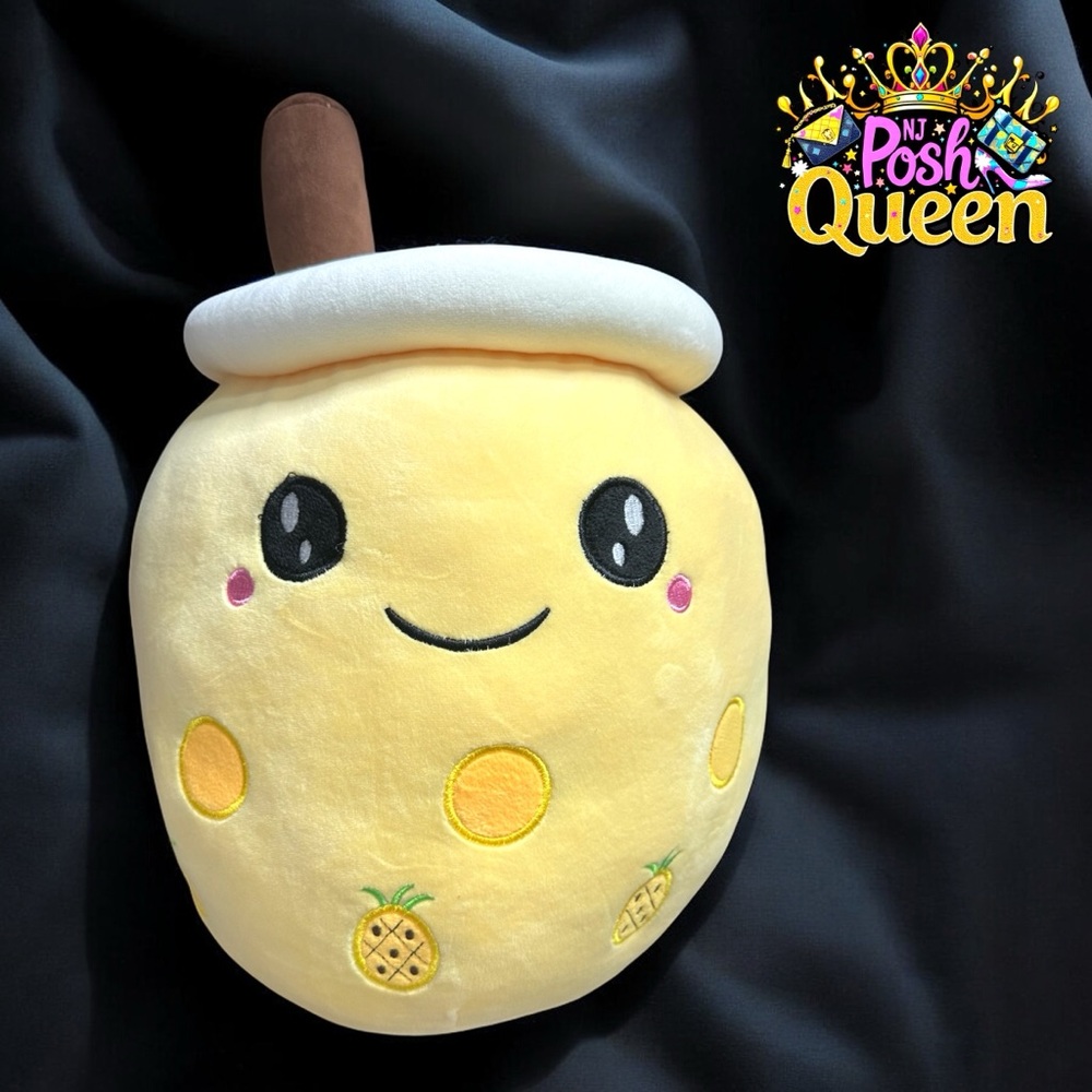 Boba Plush Pineapples ๐ Bubble Tea Plushie Pillow 14โ Tall - Picture 1 of 3